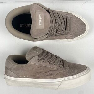 Straye Logan Puff Skate Shoes Brown Taupe Hairy Suede Fat Laces - Mens 9.5